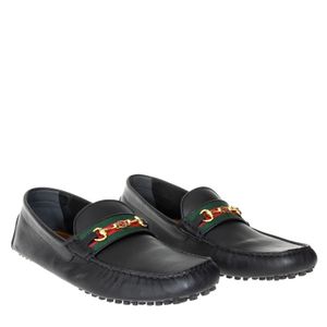 Mocassim Gucci Horsebit Web Couro Preto