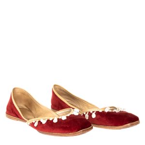 Sapatilha Cris Barros Veludo Vermelho e Aplicações
