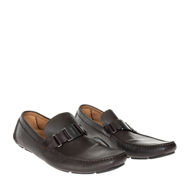 Mocassim-Salvatore-Ferragamo-Couro-Marrom