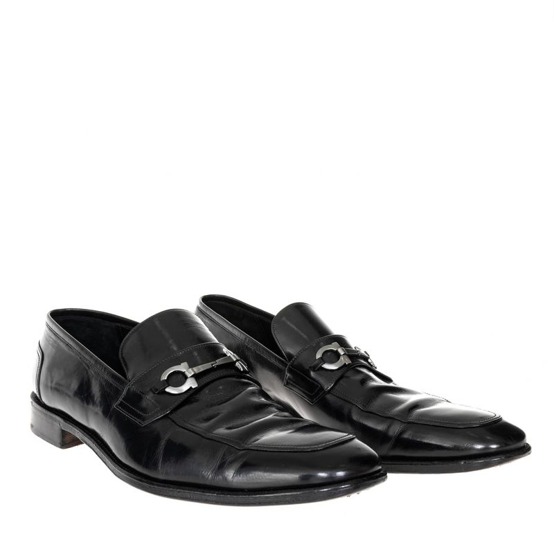 Mocassim-Salvatore-Ferragamo-Gancini-Couro-Preto