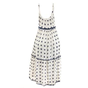Vestido Cris Barros Viscose Estampado Branco e Azul