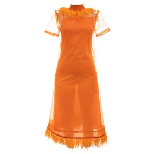 Vestido Staud Plumas Laranja