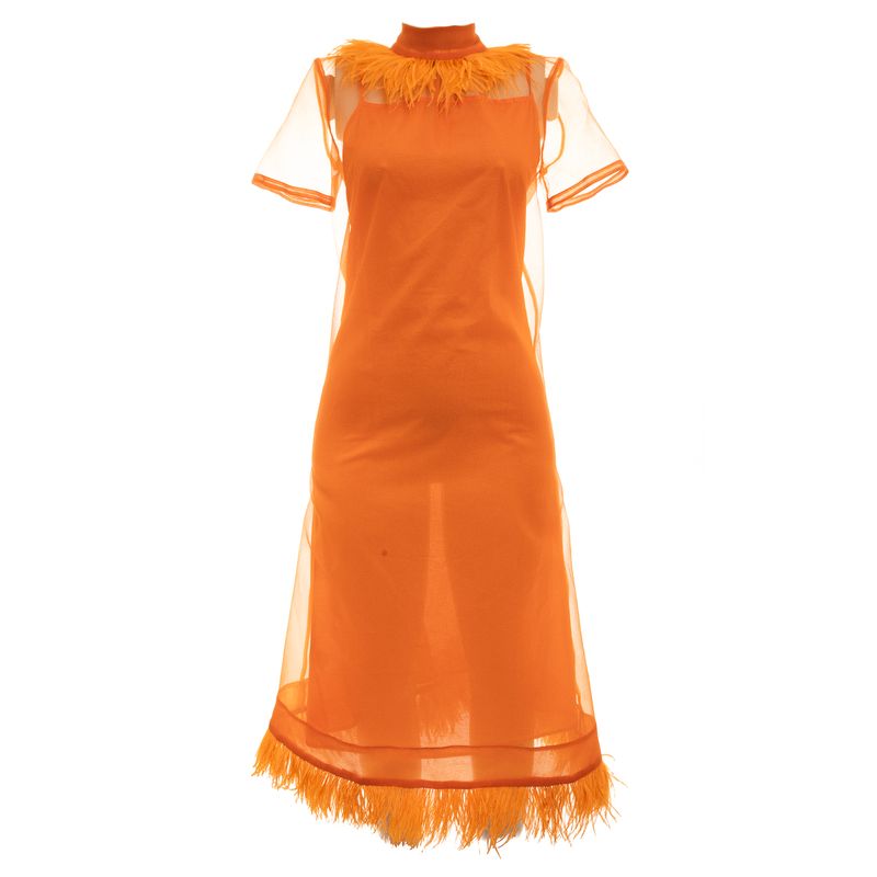 Vestido-Staud-Plumas-Laranja