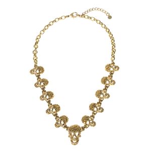 Colar Butler & Wilson Caveiras com Cristais Dourado