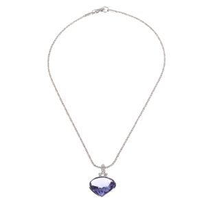 Colar Swarovski Pingente Coração Roxo