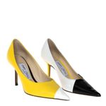 Sapato-Jimmy-Choo-Couro-Amarelo-Preto-e-Branco