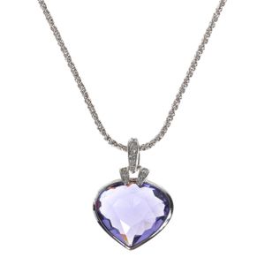 Colar Swarovski Pingente Coração Roxo