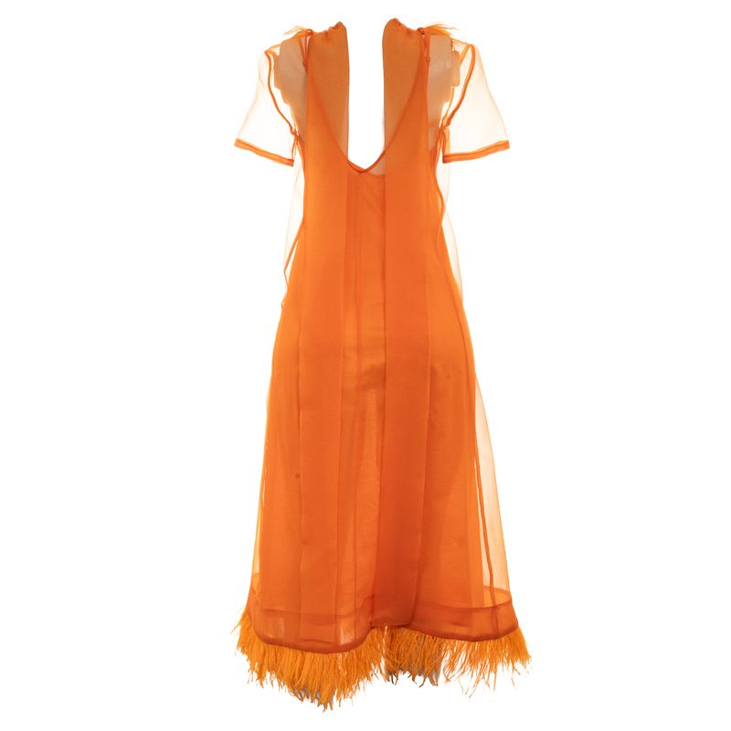 Vestido-Staud-Plumas-Laranja