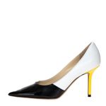 Sapato-Jimmy-Choo-Couro-Amarelo-Preto-e-Branco