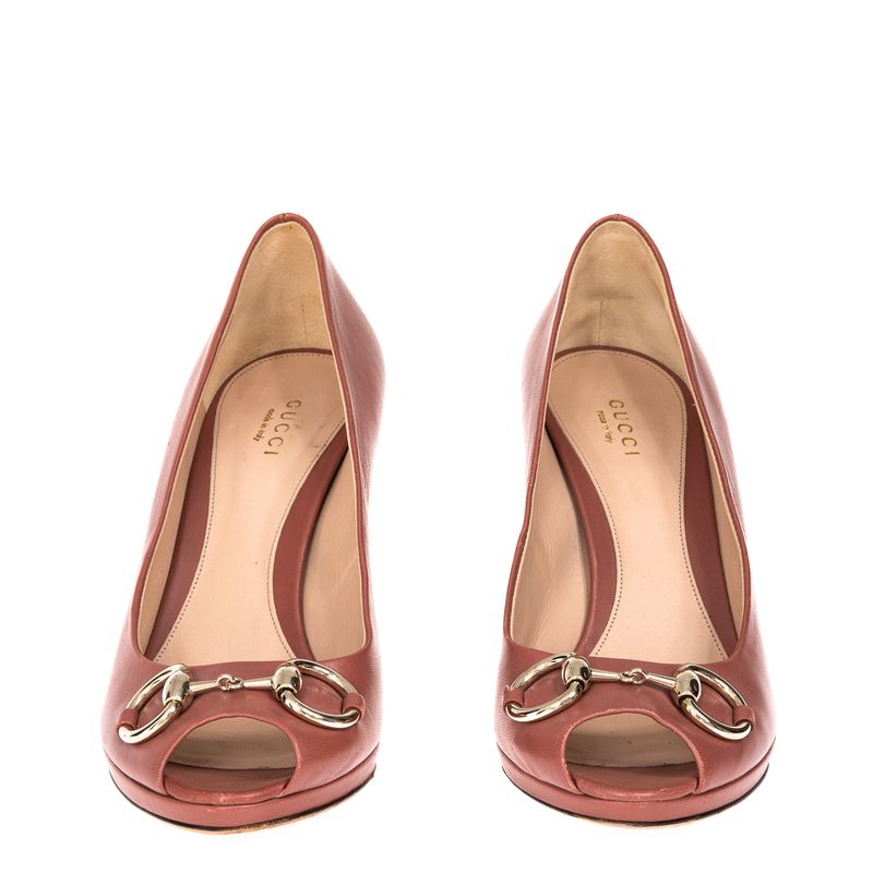 Peep-Toe-Gucci-Horsebit-Couro-Rosa