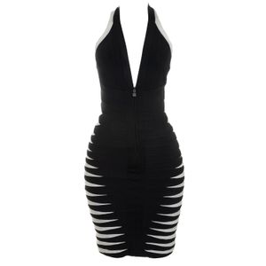 Vestido Herve Leger Frente Unica Cinza e Preto