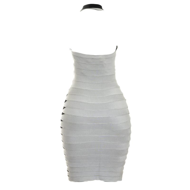 Vestido-Herve-Leger-Frente-Unica-Cinza-e-Preto