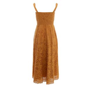 Vestido Renda e Botões Mostarda