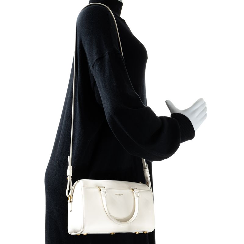 Bolsa-Saint-Laurent-Duffle-Couro-Branca
