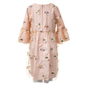 Vestido Charabia Infantil Bordado Tule Rosa