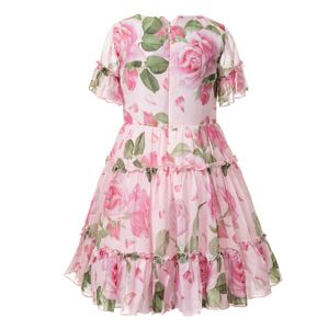 Vestido Monnalisa Infantil Floral Rosa