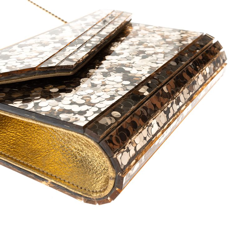 Clutch-Jimmy-Choo-Paetes-Dourada