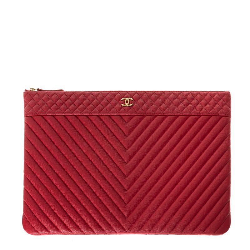 Pasta-Chanel-O-Case-Chevron-Vermelho
