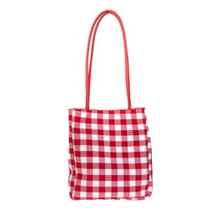 Bolsa Pége Algodão Xadrez Vermelho e Branco