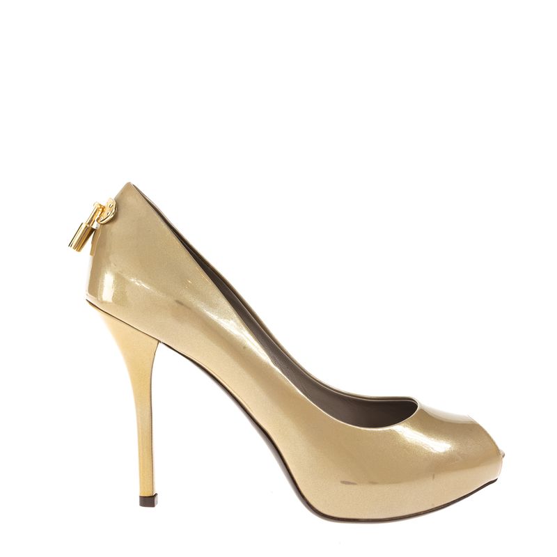 Peep-Toe-Louis-Vuitton-Oh-Really-Verniz-Dourado