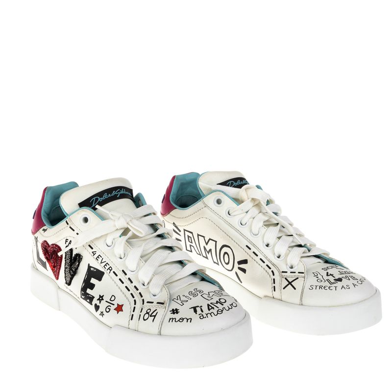 Tenis-Dolce---Gabbana-Bordado-Couro-Branco