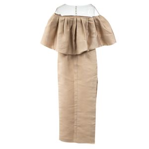 Vestido Monique Lhuillier Longo Bege