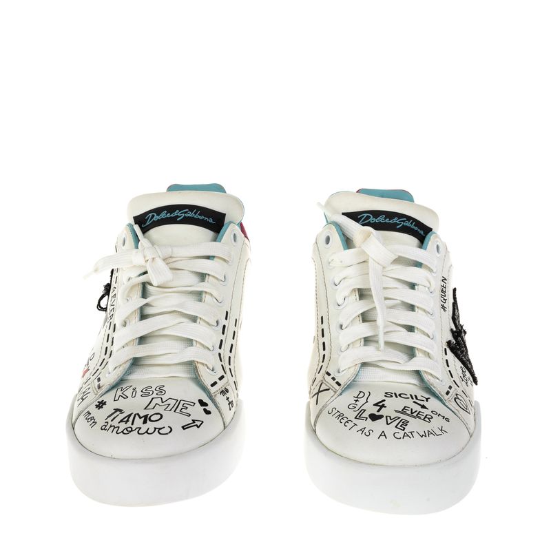 Tenis-Dolce---Gabbana-Bordado-Couro-Branco