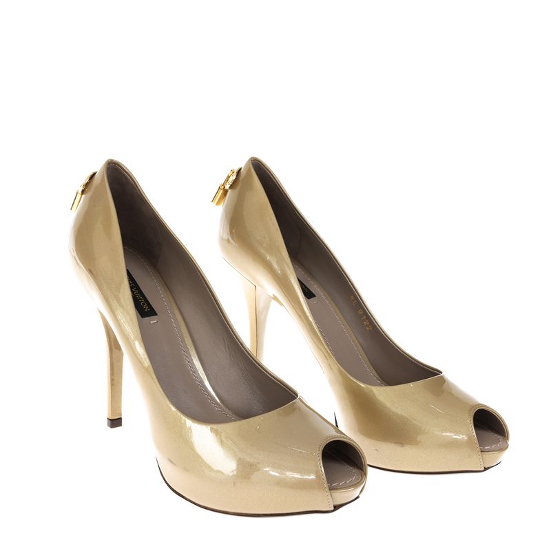 Peep-Toe-Louis-Vuitton-Oh-Really-Verniz-Dourado