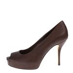 Peep-Toe-Gucci-Couro-Texturizado-Marrom