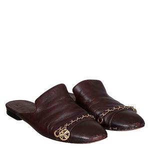 Mule Chanel Couro Bordô
