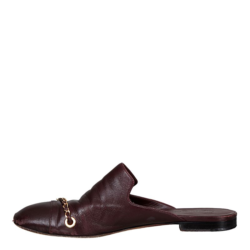 Mule-Chanel-Couro-Bordo