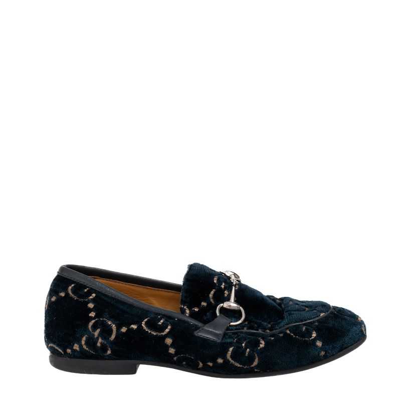 Mocassim-Gucci-Infantil-GG-Supreme-Veludo-Azul
