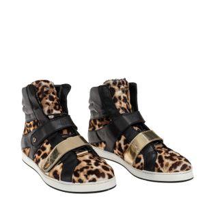 Tênis Jimmy Choo Couro e Pêlos Animal Print