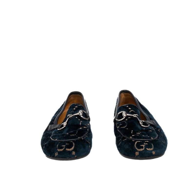 Mocassim-Gucci-Infantil-GG-Supreme-Veludo-Azul