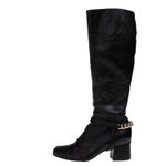 Bota-Gucci-Cano-Longo-com-Corrente-Couro-Preto