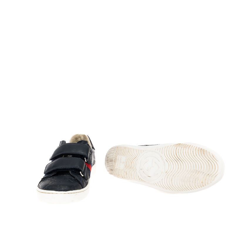 Tenis-Gucci-Infantil-Velcro-Couro-Azul