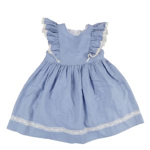 Vestido Pepa London Azul e Renda Creme