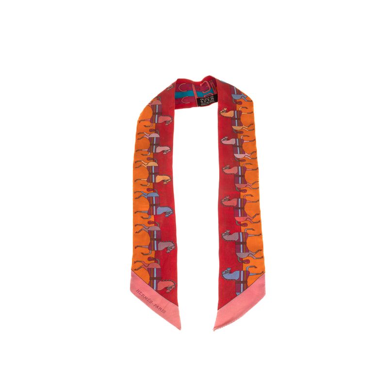 Lenco-Hermes-Twilly-Cavalos-Laranja-e-Vermelho