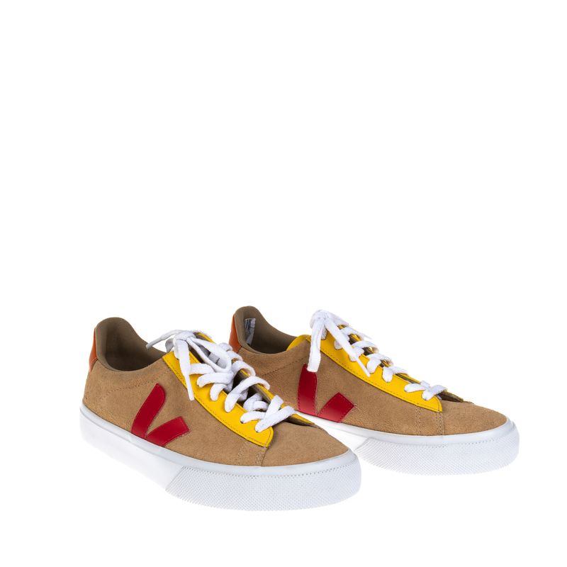 Tenis-Vert-Camurca-Marrom-Vermelho-e-Amarelo