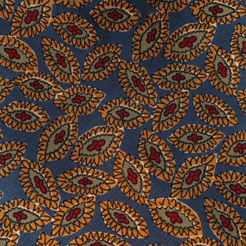 Gravata-Vintage-Seda-Azul-Estampada