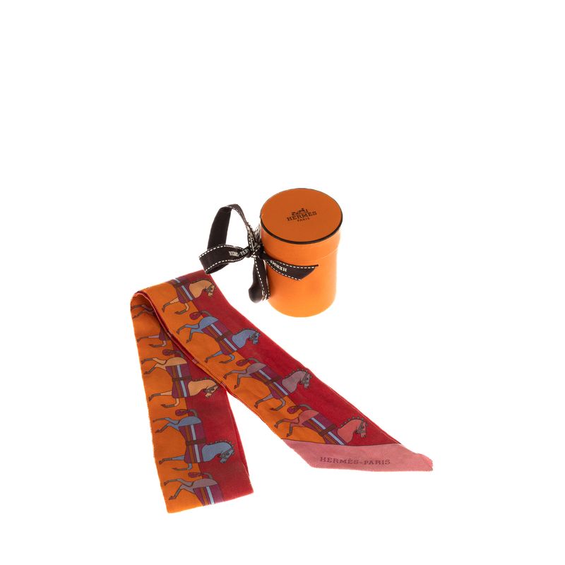 Lenco-Hermes-Twilly-Cavalos-Laranja-e-Vermelho