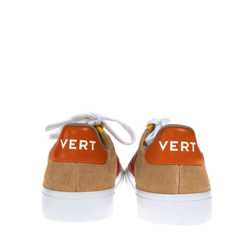 Tenis-Vert-Camurca-Marrom-Vermelho-e-Amarelo