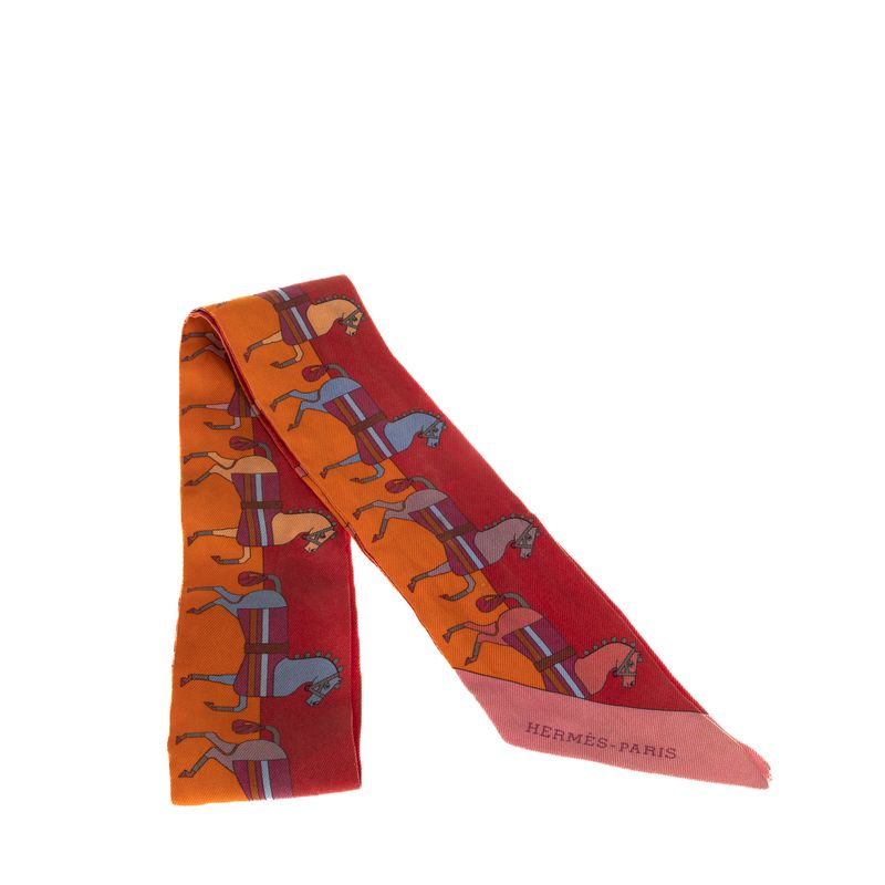 Lenco-Hermes-Twilly-Cavalos-Laranja-e-Vermelho