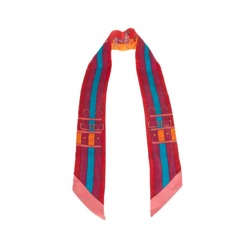 Lenco-Hermes-Twilly-Cavalos-Laranja-e-Vermelho