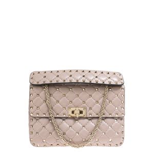 Bolsa Valentino Garavani Rockstud Spike Couro Bege