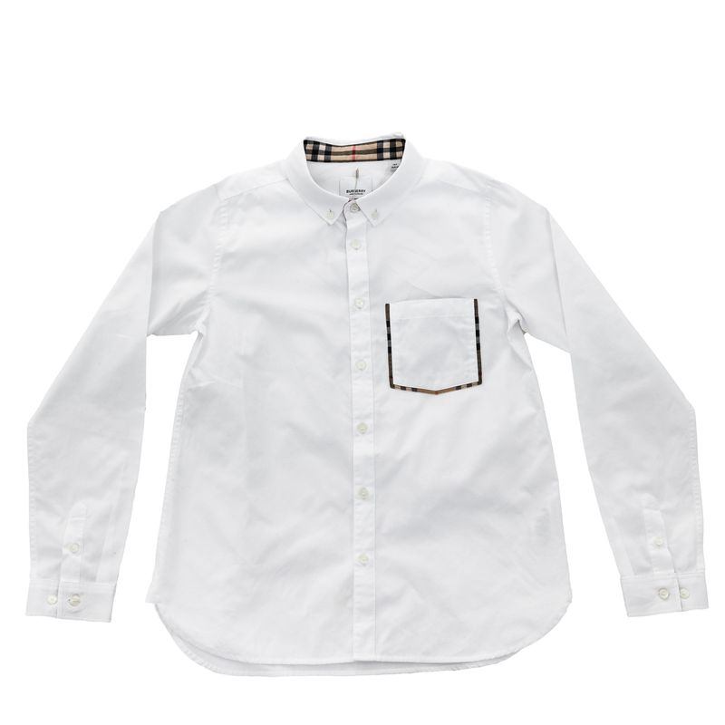 Camisa-Burberry-Infantil-Branco-e-Housecheck