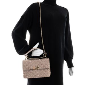 Bolsa Valentino Garavani Rockstud Spike Couro Bege
