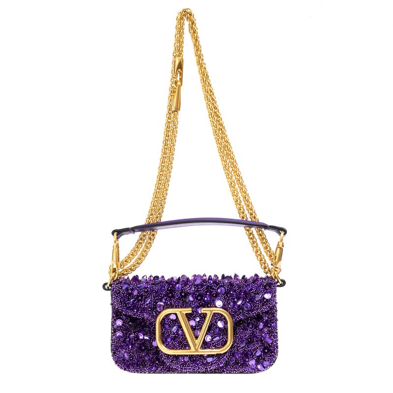 Bolsa-Valentino-Garavani-Loco-Bordada-Roxa