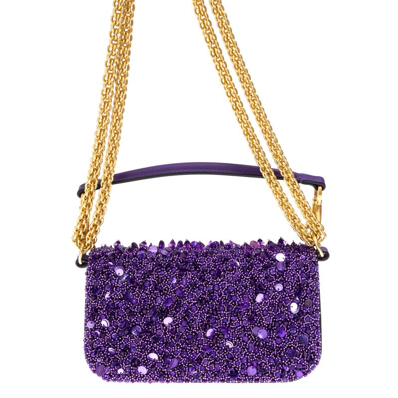 Bolsa-Valentino-Garavani-Loco-Bordada-Roxa