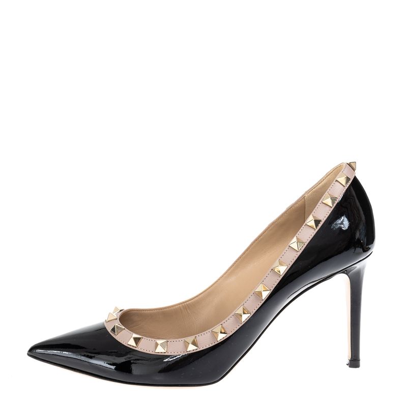 Scarpin-Valentino-Garavani-Rockstud-Verniz-Preto